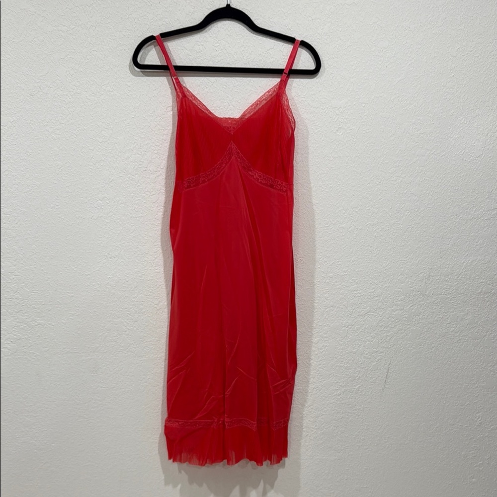Vintage rayon Elegant Red Lace Slip Dress